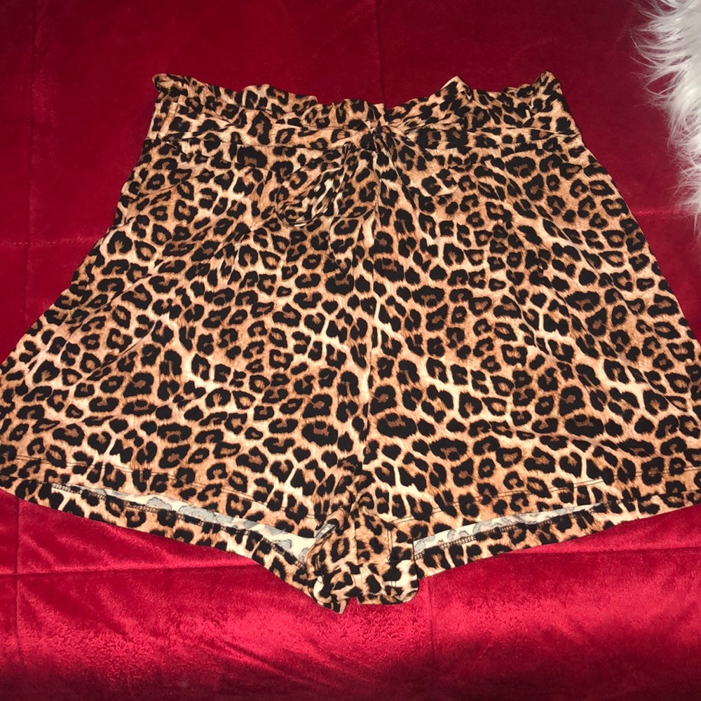 Leopard Print Paperbag Shorts